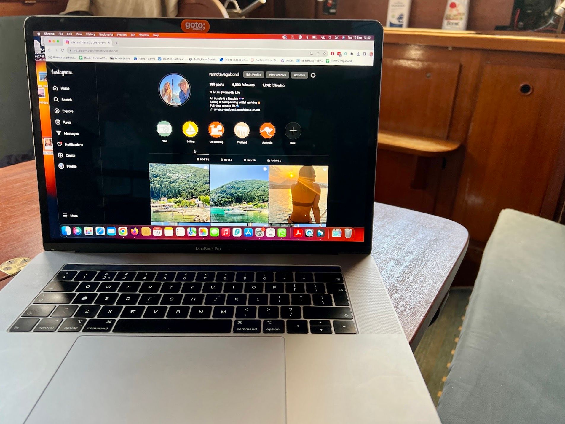 MacBook Pro Laptop with Instagram of RemoteVagabond, Social Media Manager