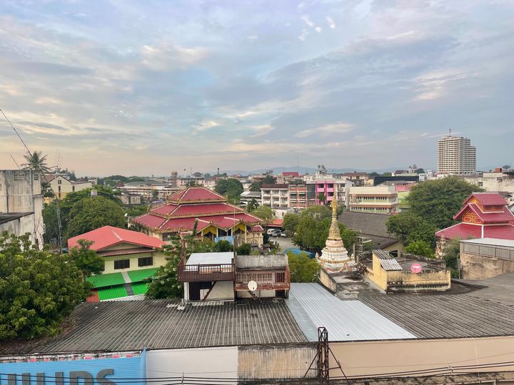 Chiang Mai from above, Thailand. Colorful, old rooftops. 